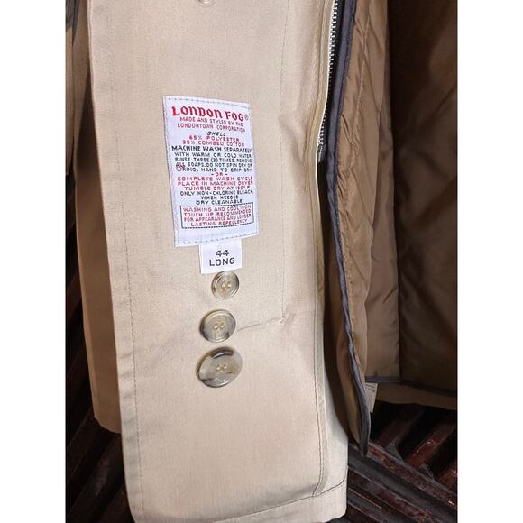 London Fog Trench Coat 44 Long Double Breasted Liner Heavy Warm Lined Vintage - Picture 2 of 7